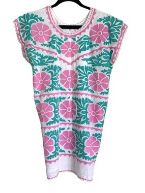 J. MARIE Floral Embroidered Mini Dress Tunic size XS